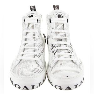 John Galliano Gazette Leather High-Top Sneakers, Size US 9, EU 42